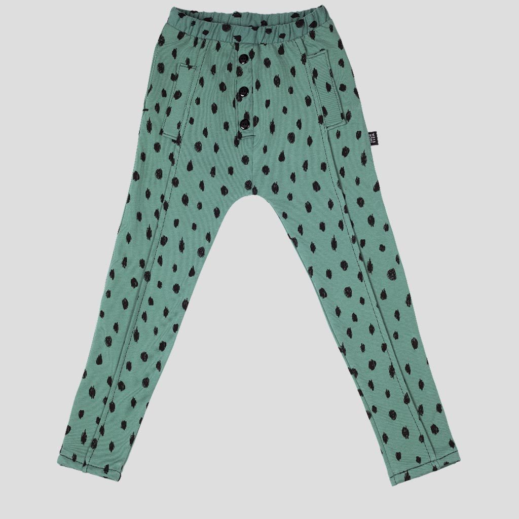 PANTALÓN HAREM VERDE VIVO TOPOS