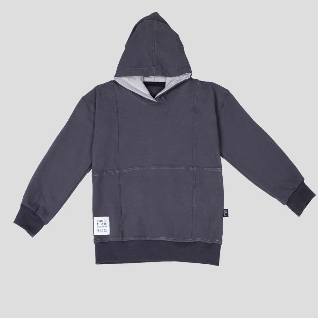 SUDADERA CON CAPUCHA ANTRACITA BLOQUES