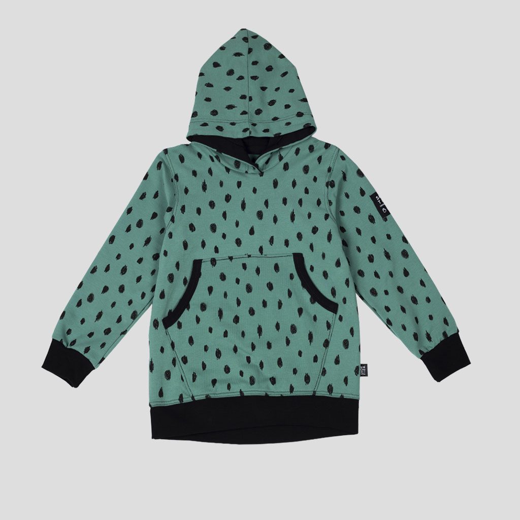 SUDADERA CON CAPUCHA VERDE VIVO TOPOS